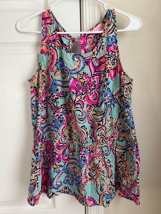 Lilly Pulitzer Tops - Lilly Pullitzer Pink & Blue Multicolor Floral Sleeveless Peplum Top Medium